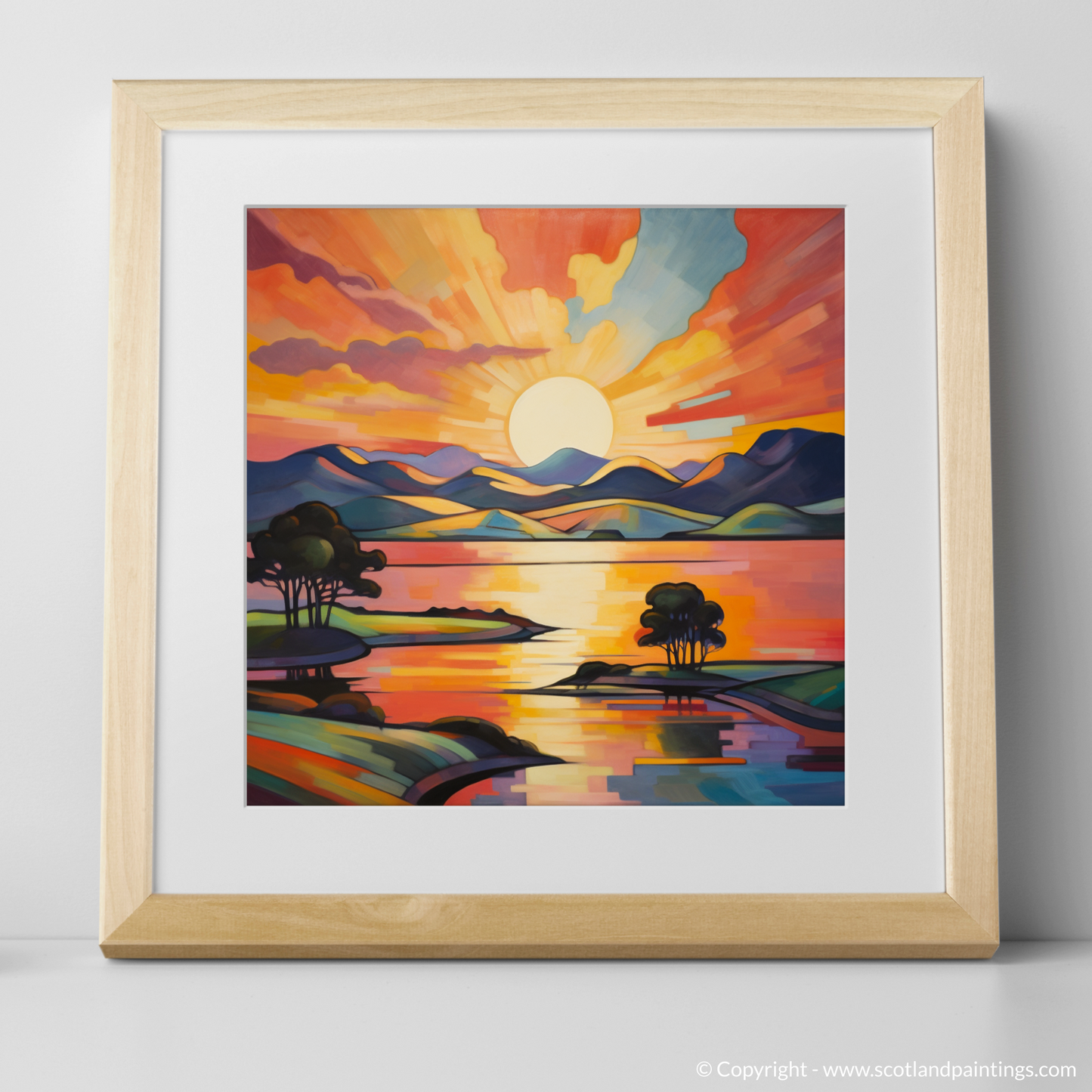 Art Print of Sunset over Loch Lomond with a natural frame