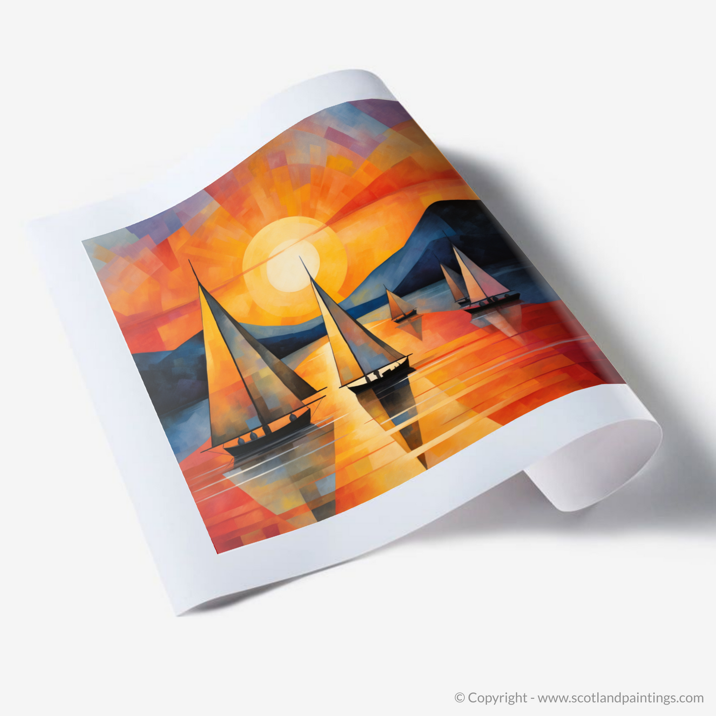Art Print of Sailing boats on Loch Lomond at sunset
