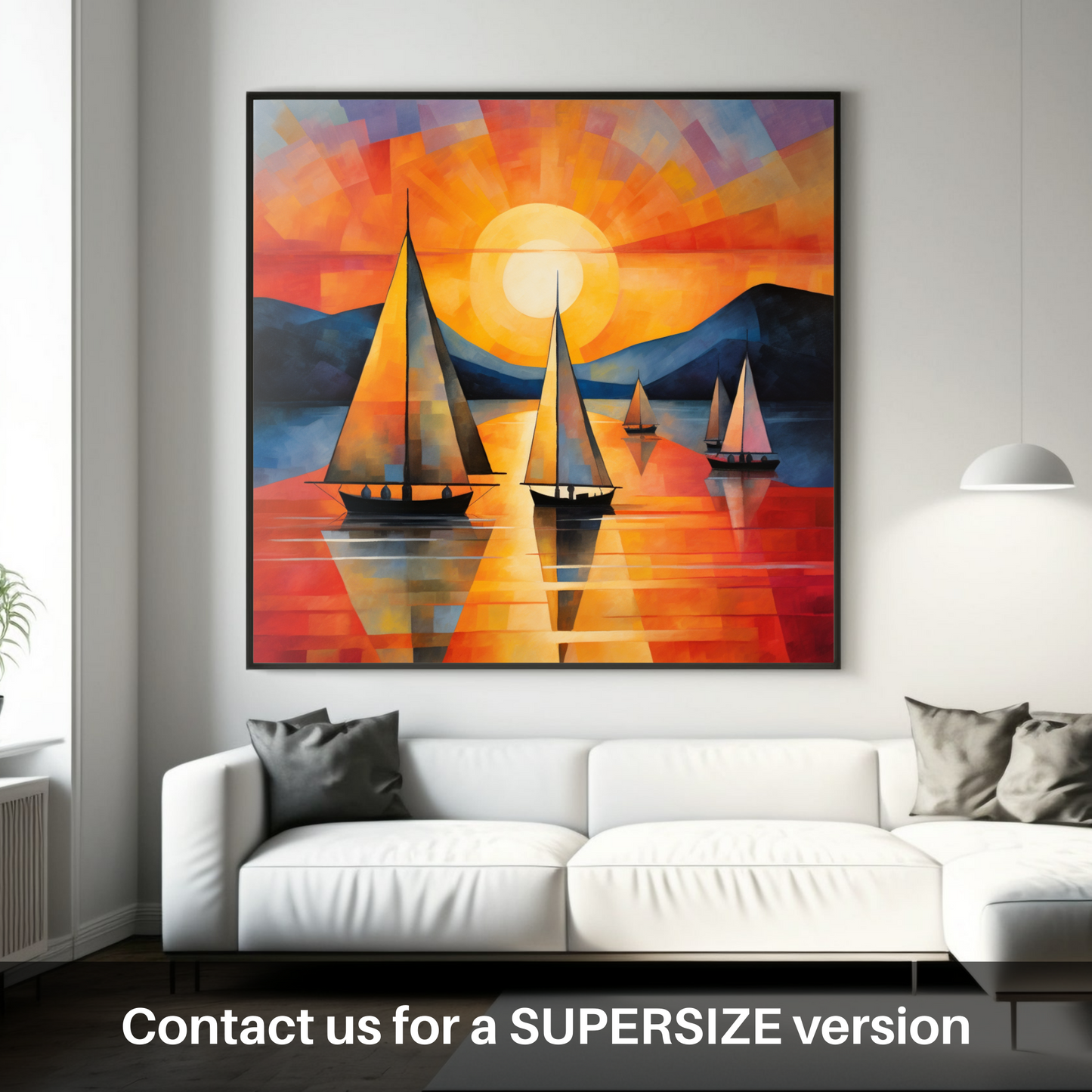 Huge supersize print of Sailing boats on Loch Lomond at sunset