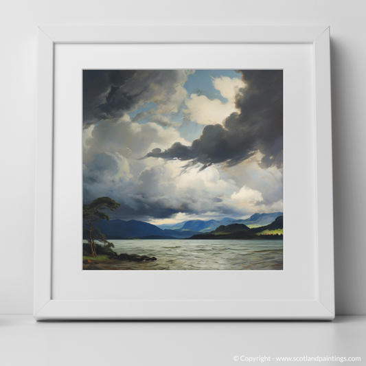 Art Print of Storm clouds above Loch Lomond with a white frame