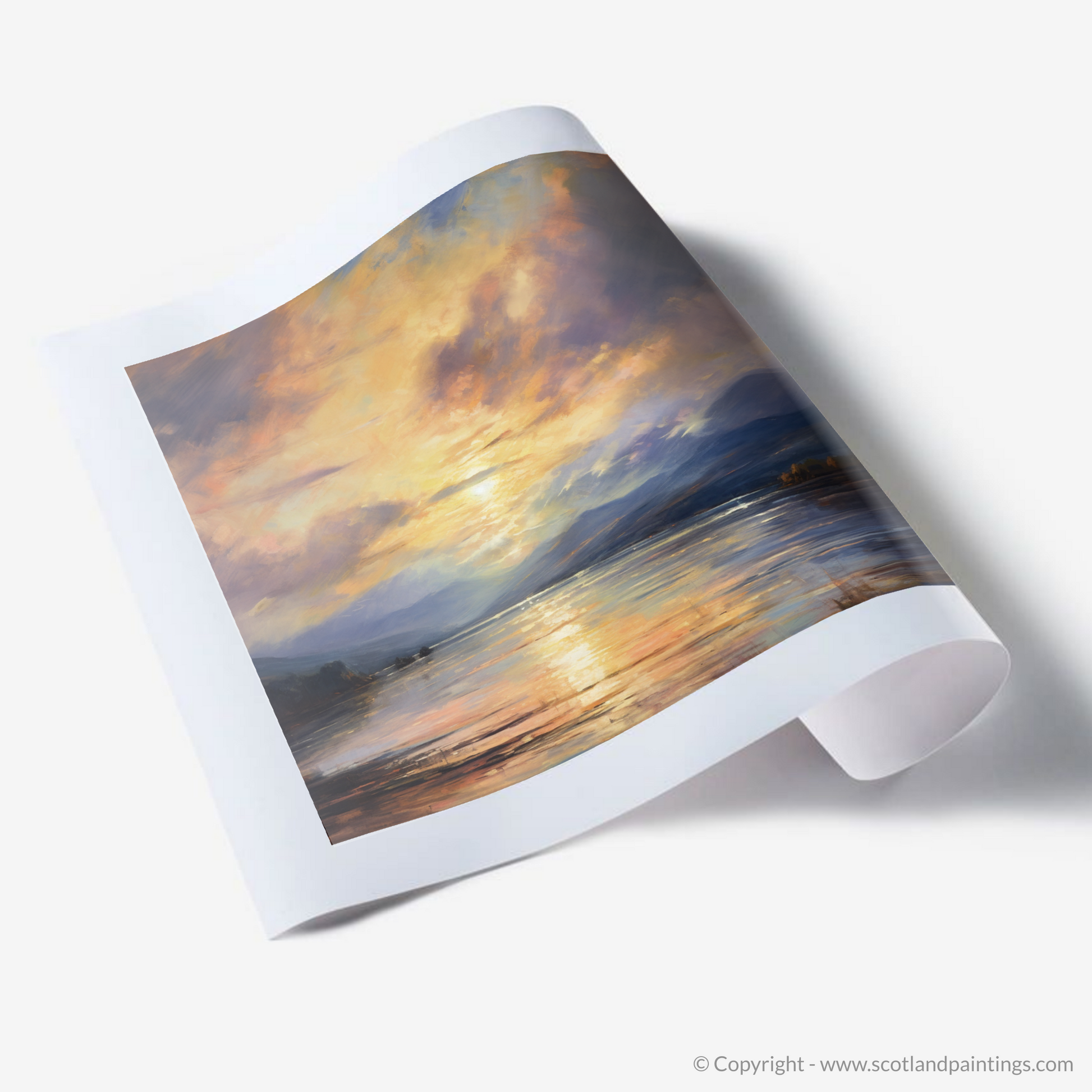 Art Print of Crepuscular rays above Loch Lomond