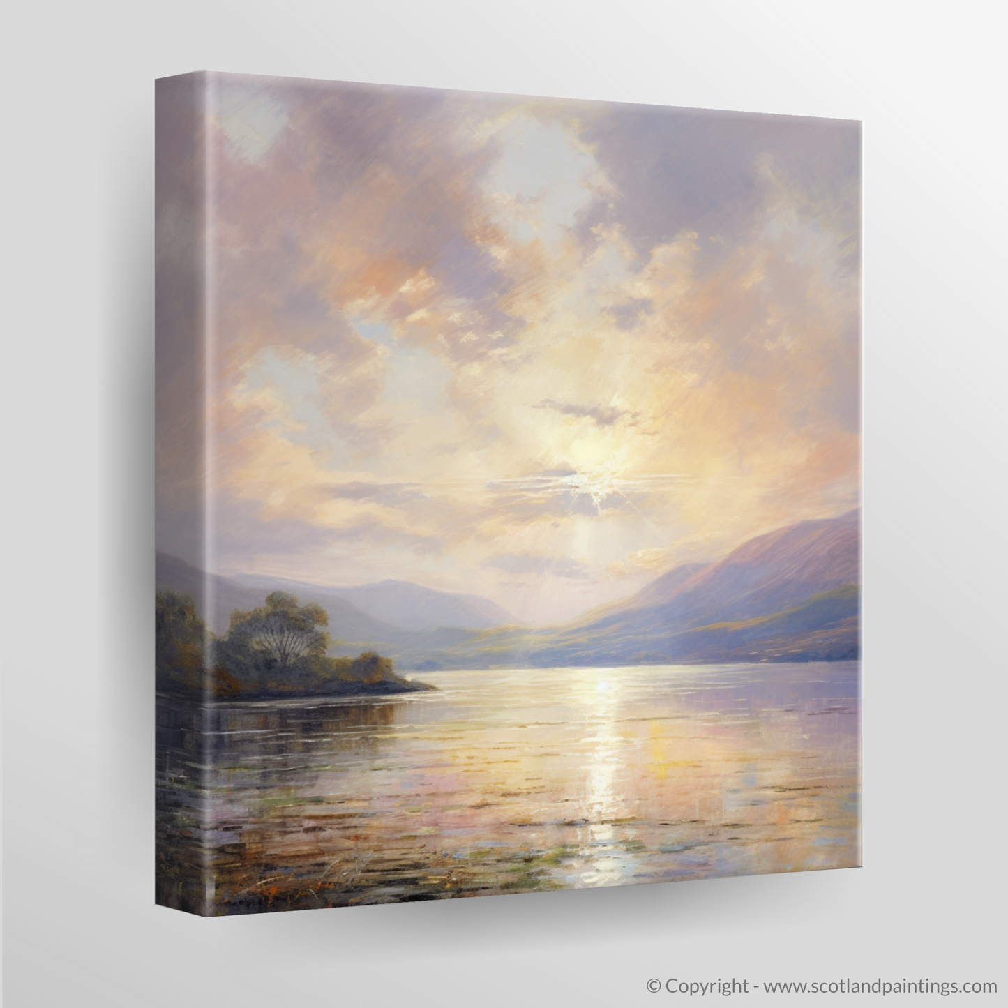 Canvas Print of Crepuscular rays above Loch Lomond