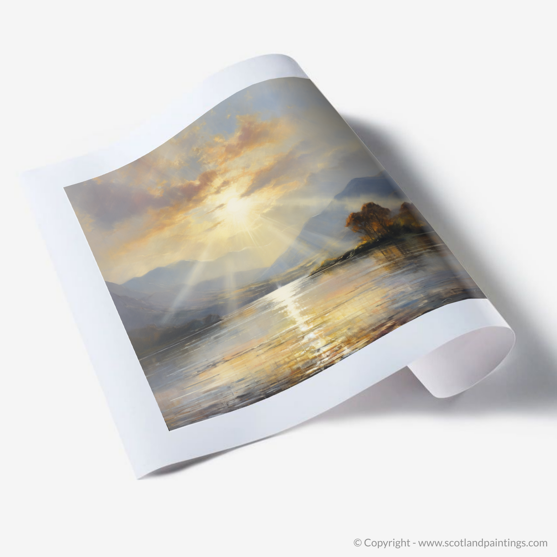 Art Print of Crepuscular rays above Loch Lomond