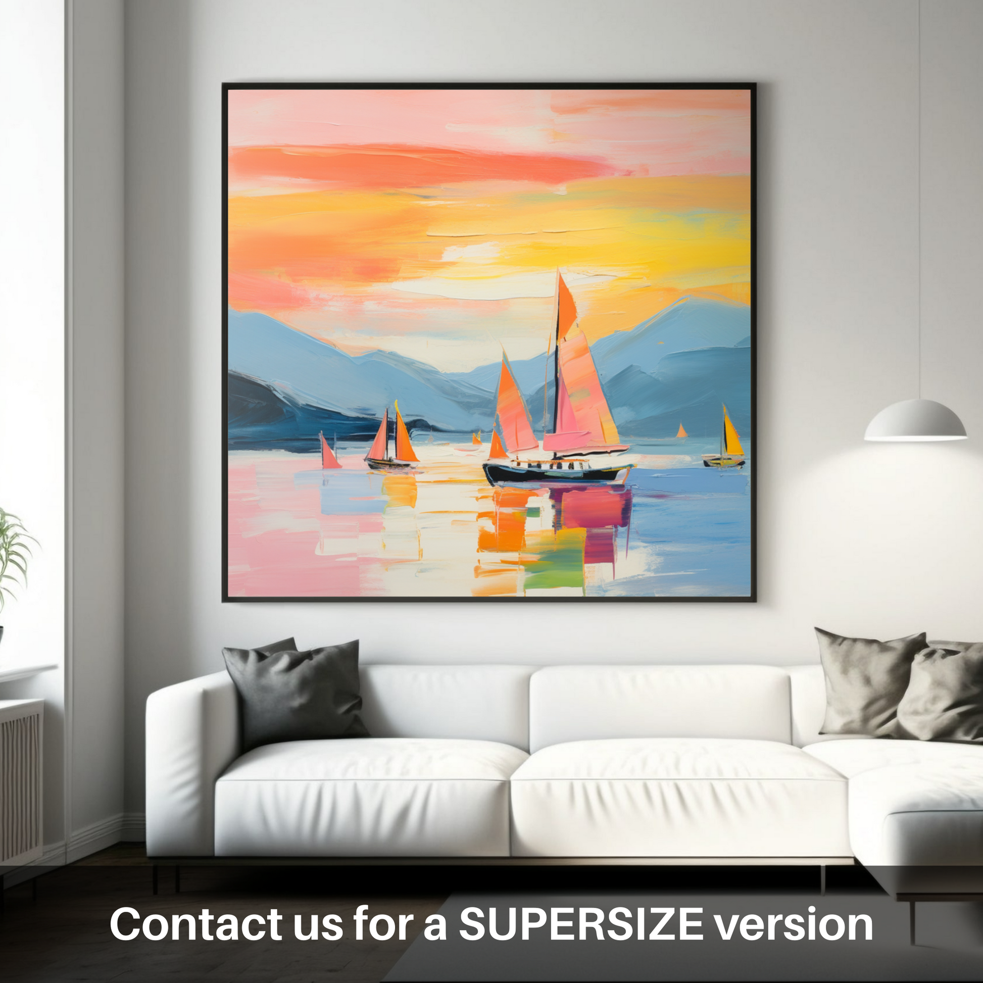 Huge supersize print of Sailing boats on Loch Lomond at sunset