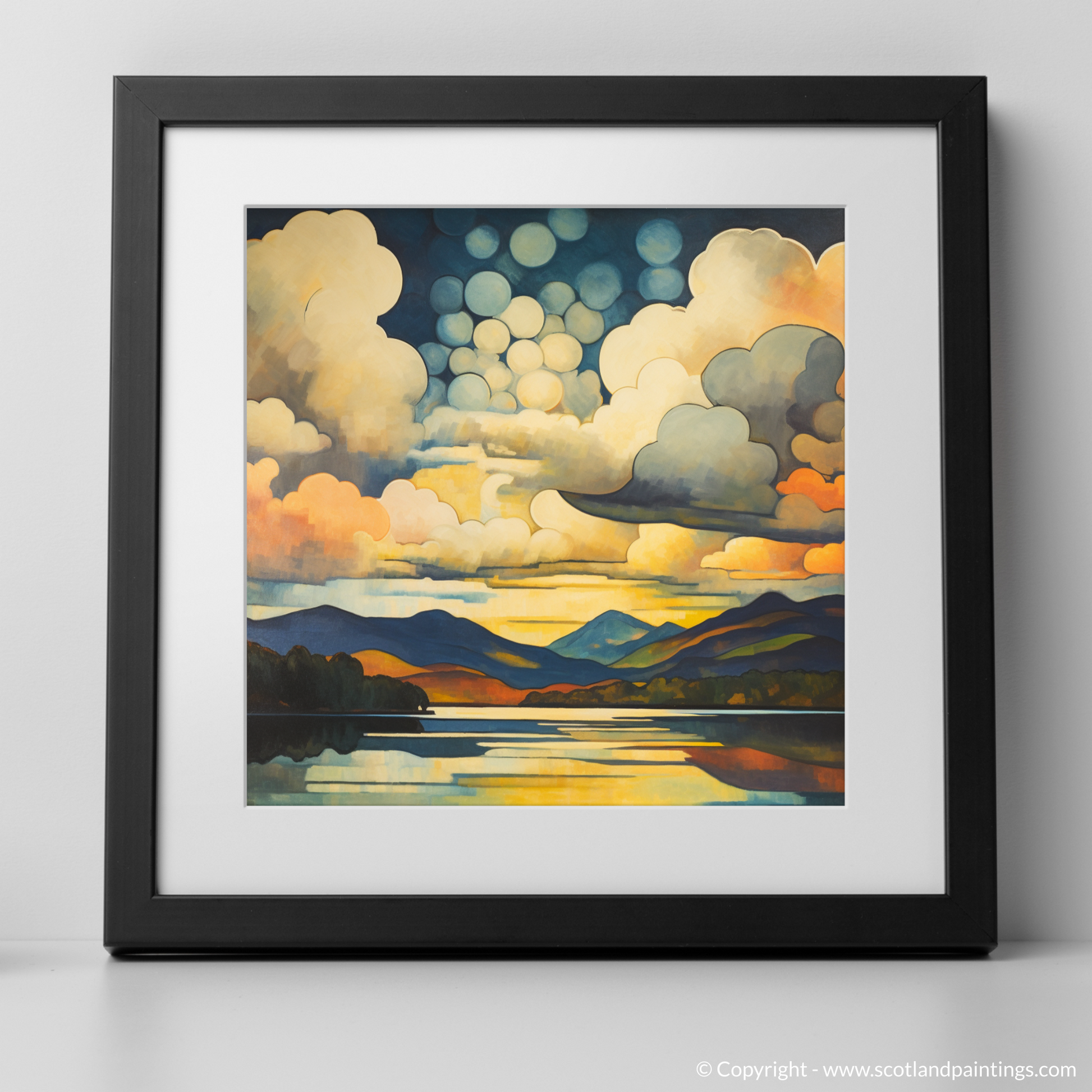 Art Print of A huge sky above Loch Lomond with a black frame