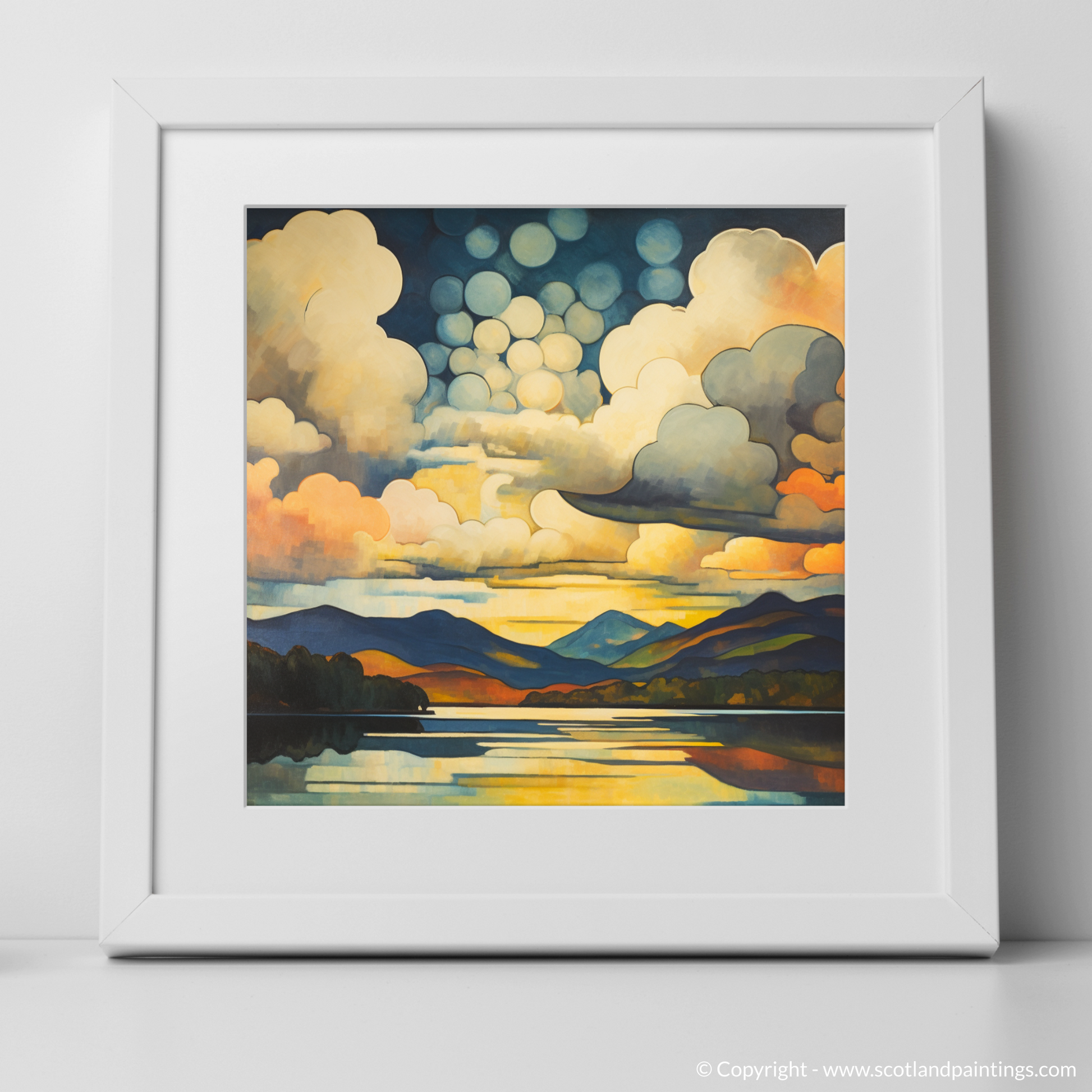 Art Print of A huge sky above Loch Lomond with a white frame