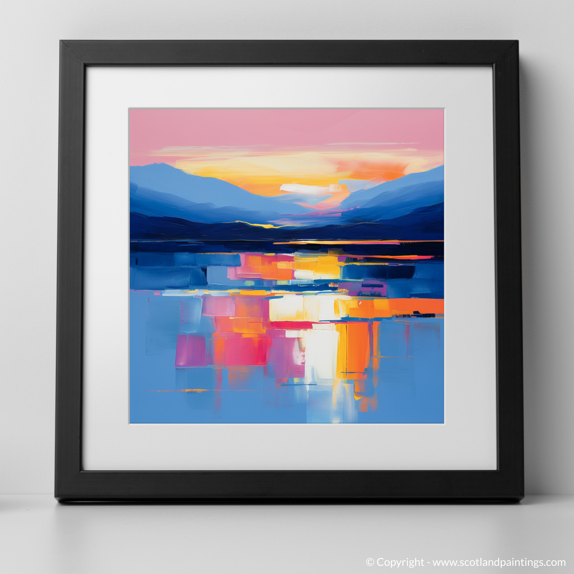 Art Print of Dusk on Loch Lomond with a black frame