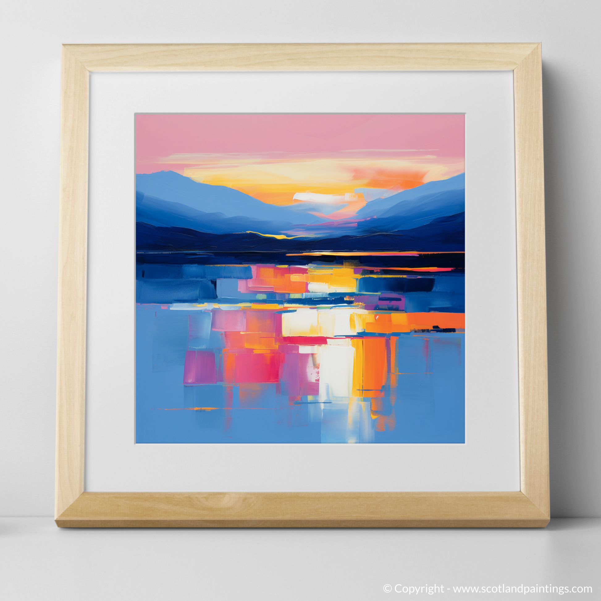 Art Print of Dusk on Loch Lomond with a natural frame