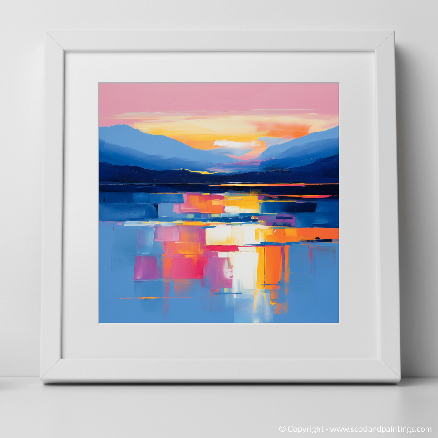 Art Print of Dusk on Loch Lomond with a white frame