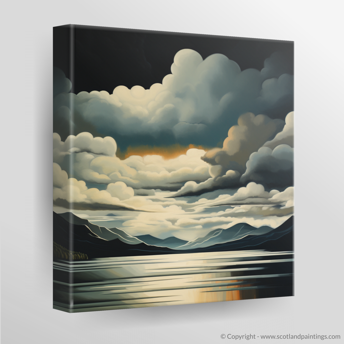 Canvas Print of Storm clouds above Loch Lomond