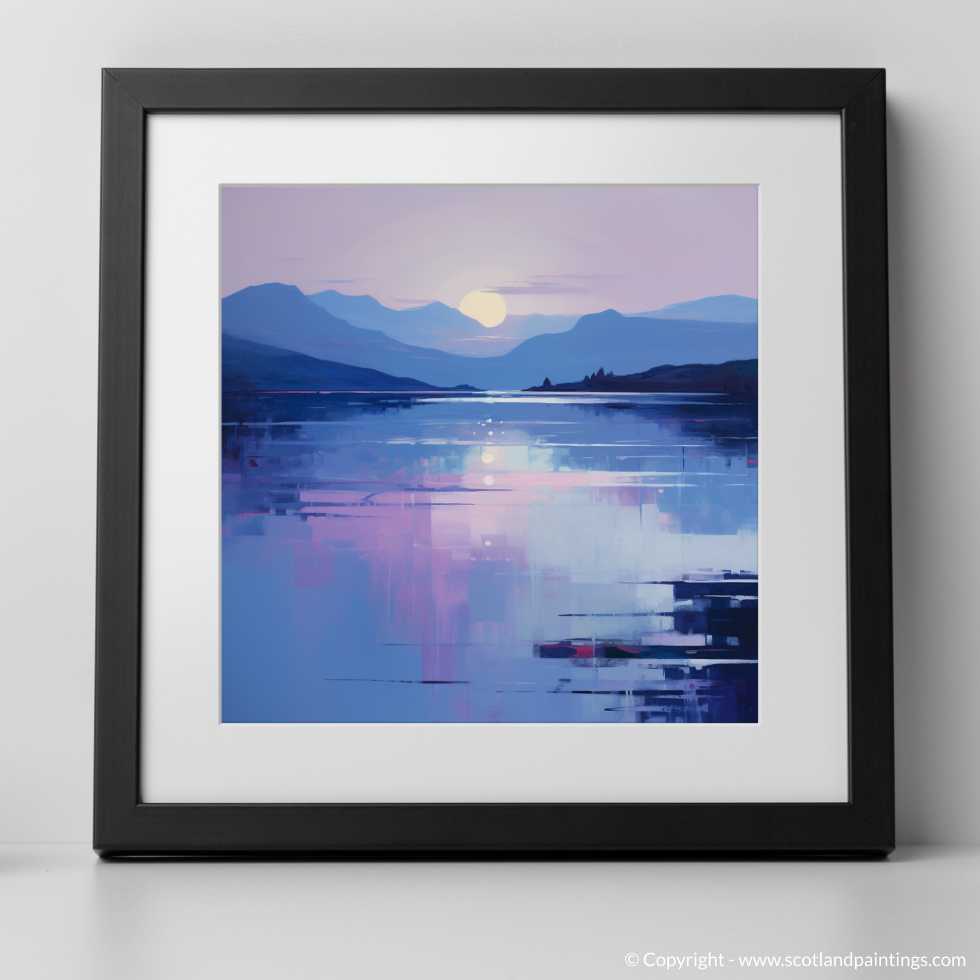 Art Print of Twilight reflections on Loch Lomond with a black frame