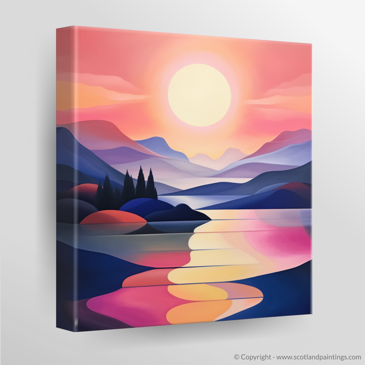 Painting and Art Print of Dusk on Loch Lomond. Twilight Symphony: Dusk on Loch Lomond.