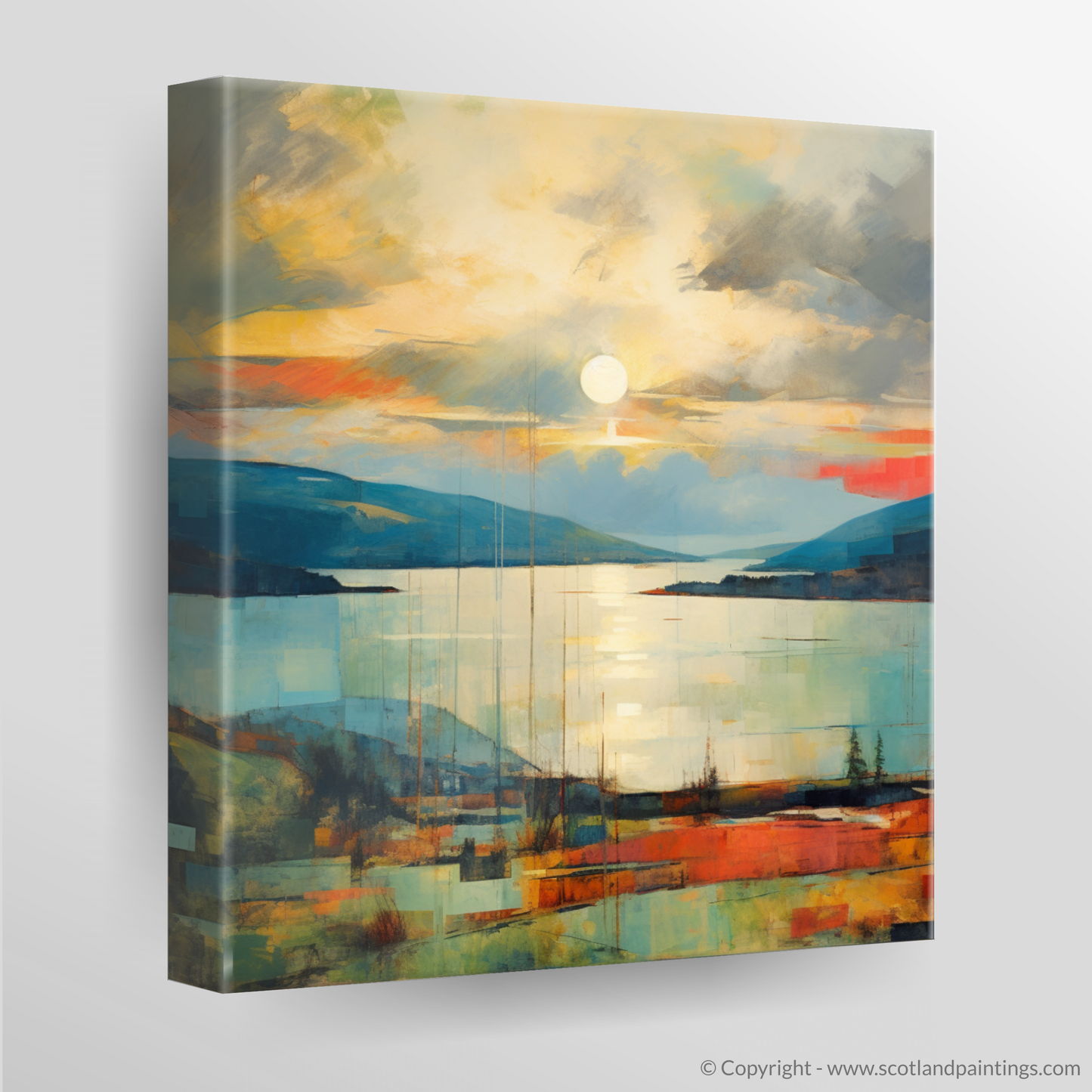 Canvas Print of Crepuscular rays above Loch Lomond