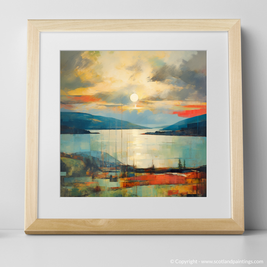Art Print of Crepuscular rays above Loch Lomond with a natural frame