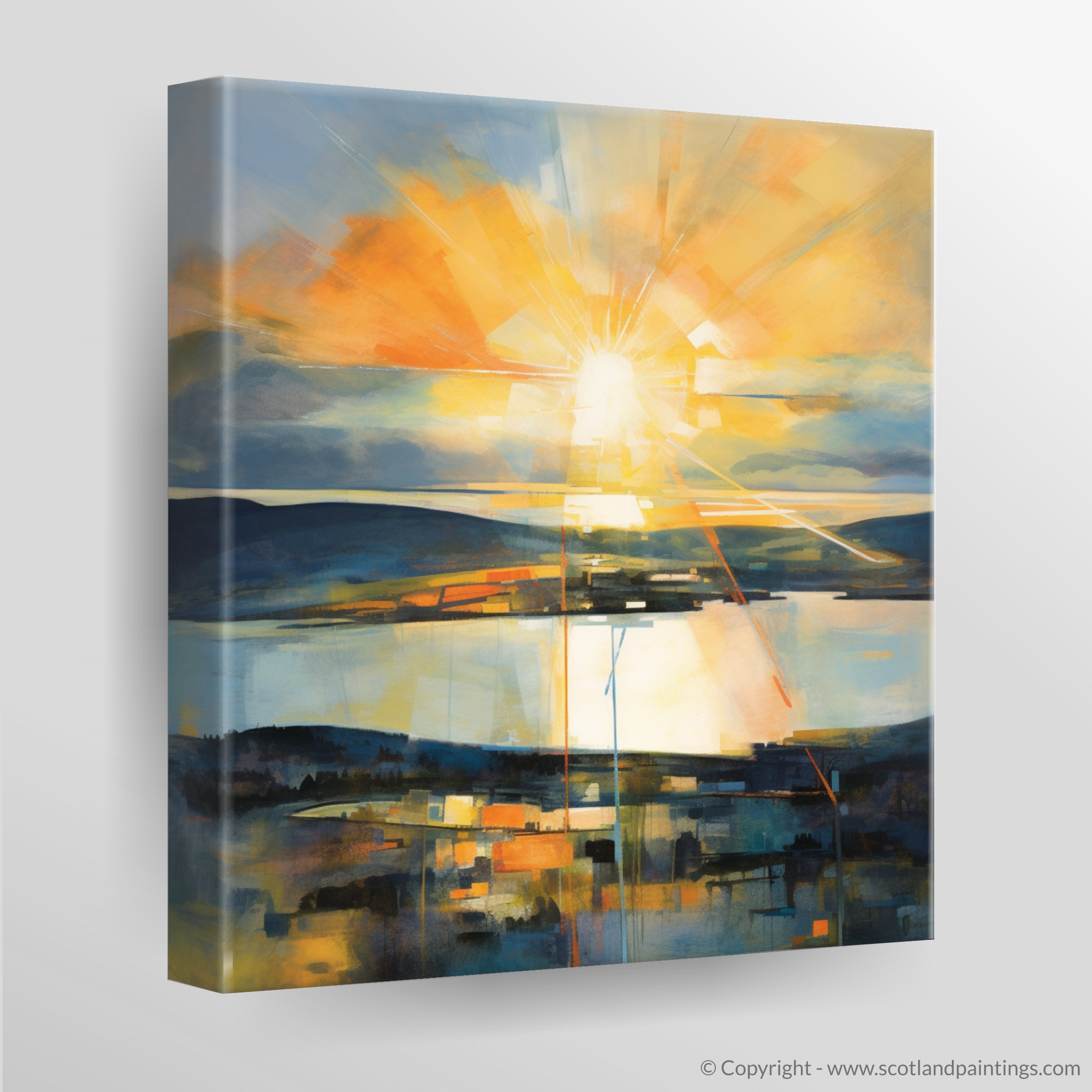 Canvas Print of Crepuscular rays above Loch Lomond