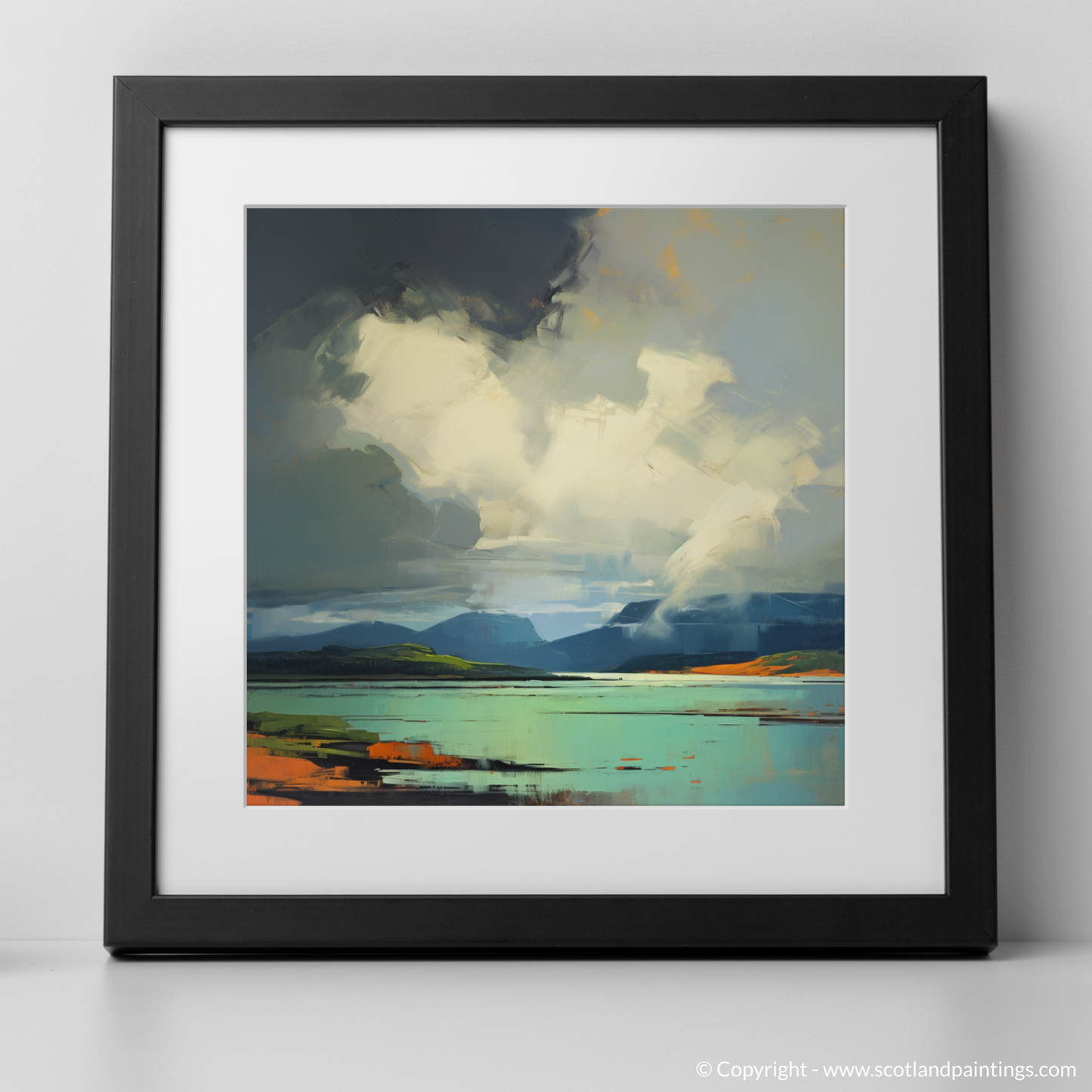 Art Print of Storm clouds above Loch Lomond with a black frame