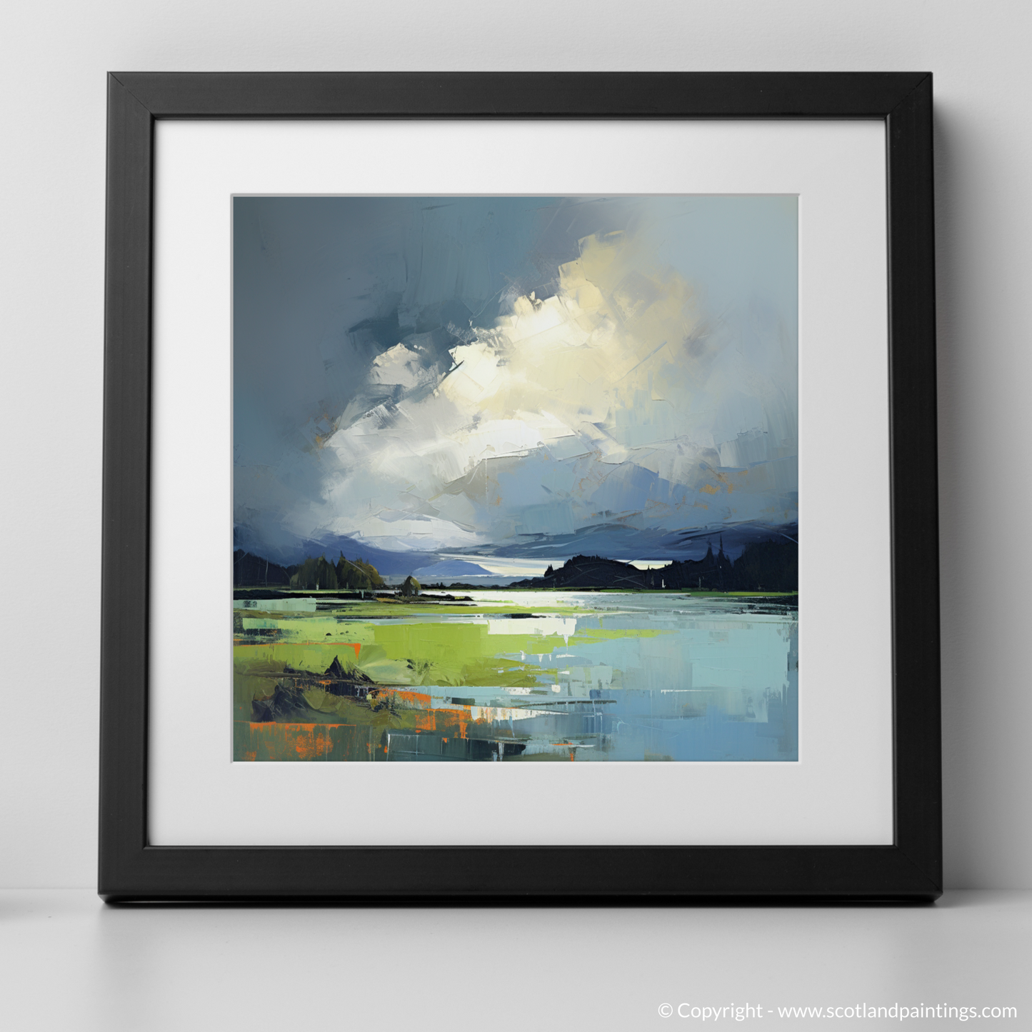 Art Print of Storm clouds above Loch Lomond with a black frame