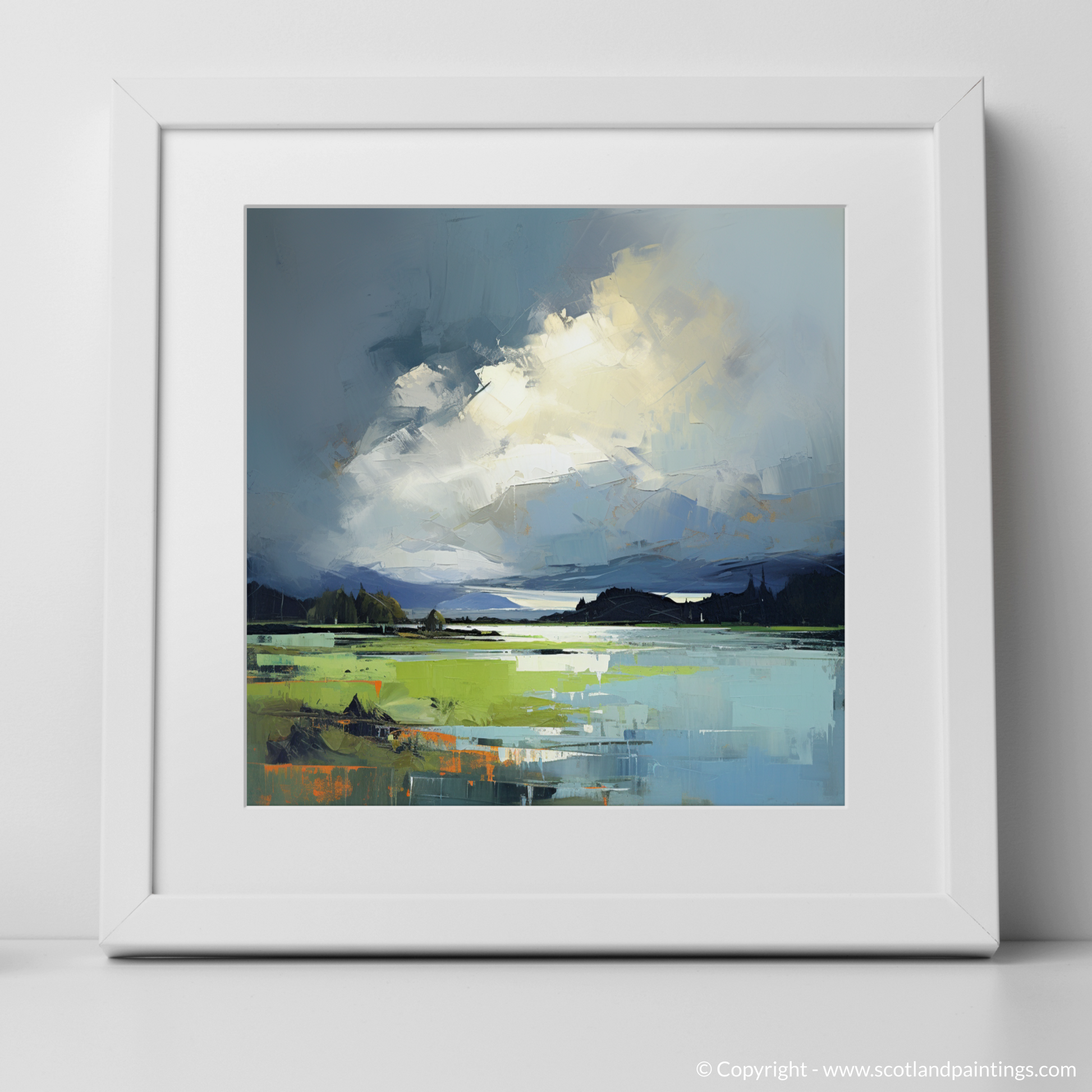 Art Print of Storm clouds above Loch Lomond with a white frame