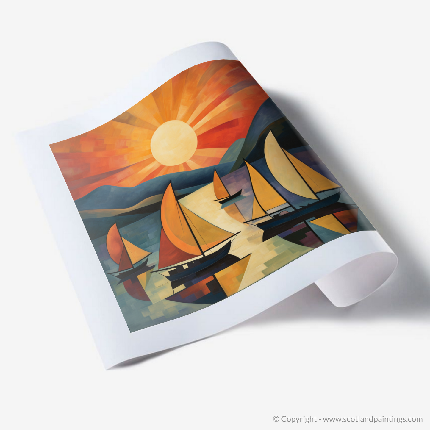 Art Print of Sailing boats on Loch Lomond at sunset