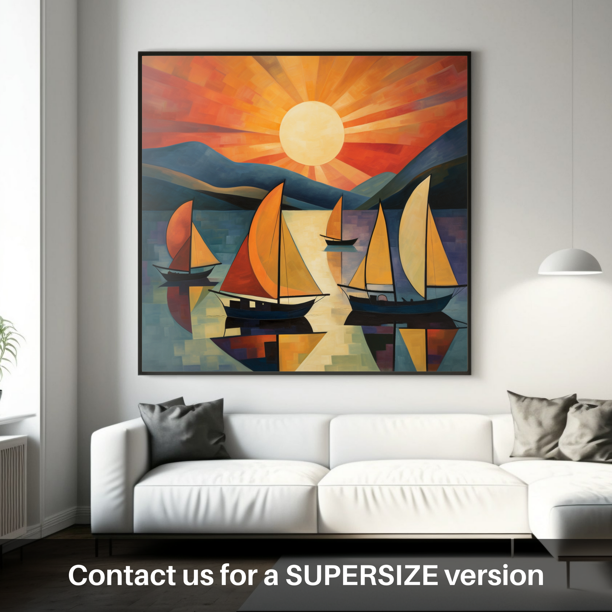 Huge supersize print of Sailing boats on Loch Lomond at sunset