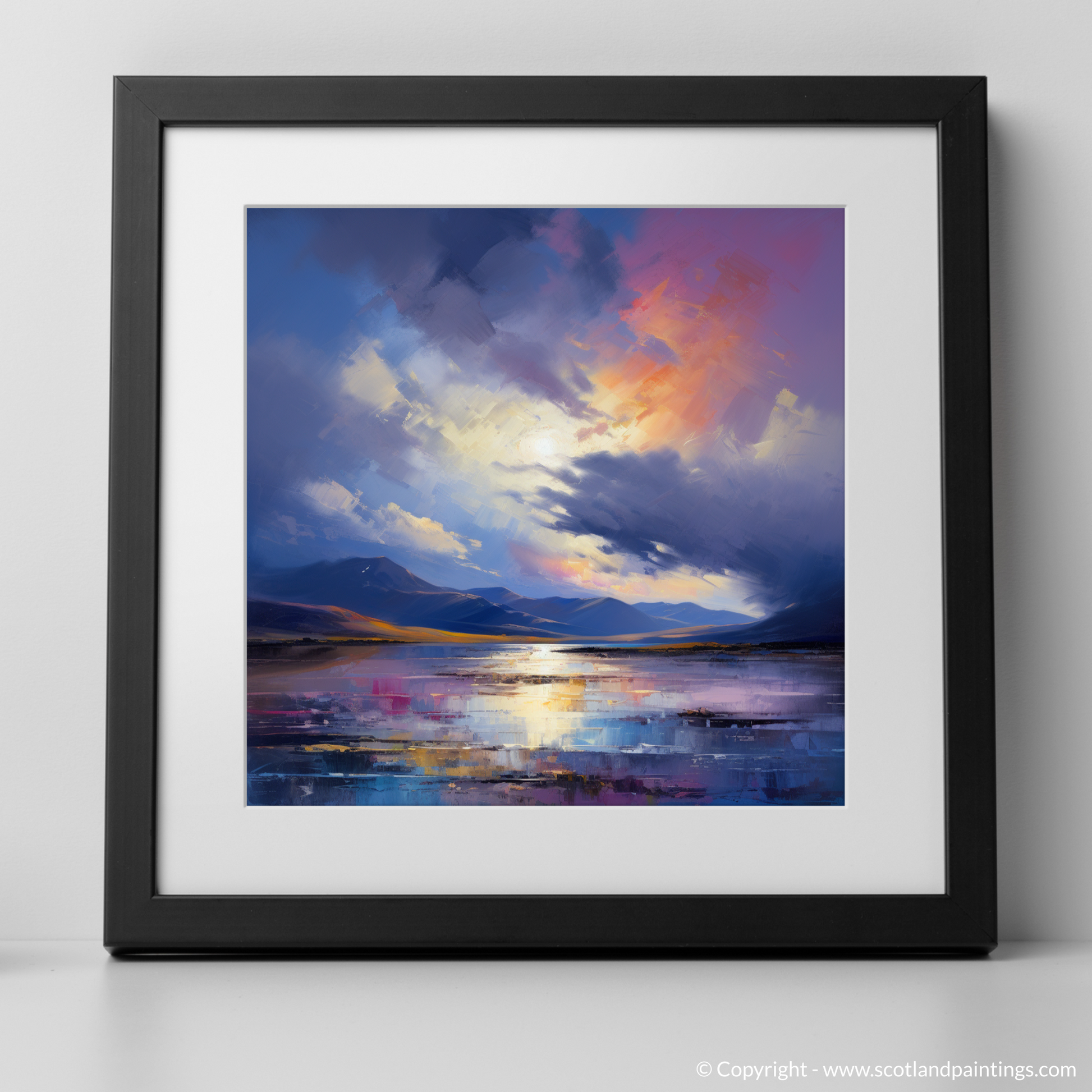 Art Print of A huge sky above Loch Lomond with a black frame