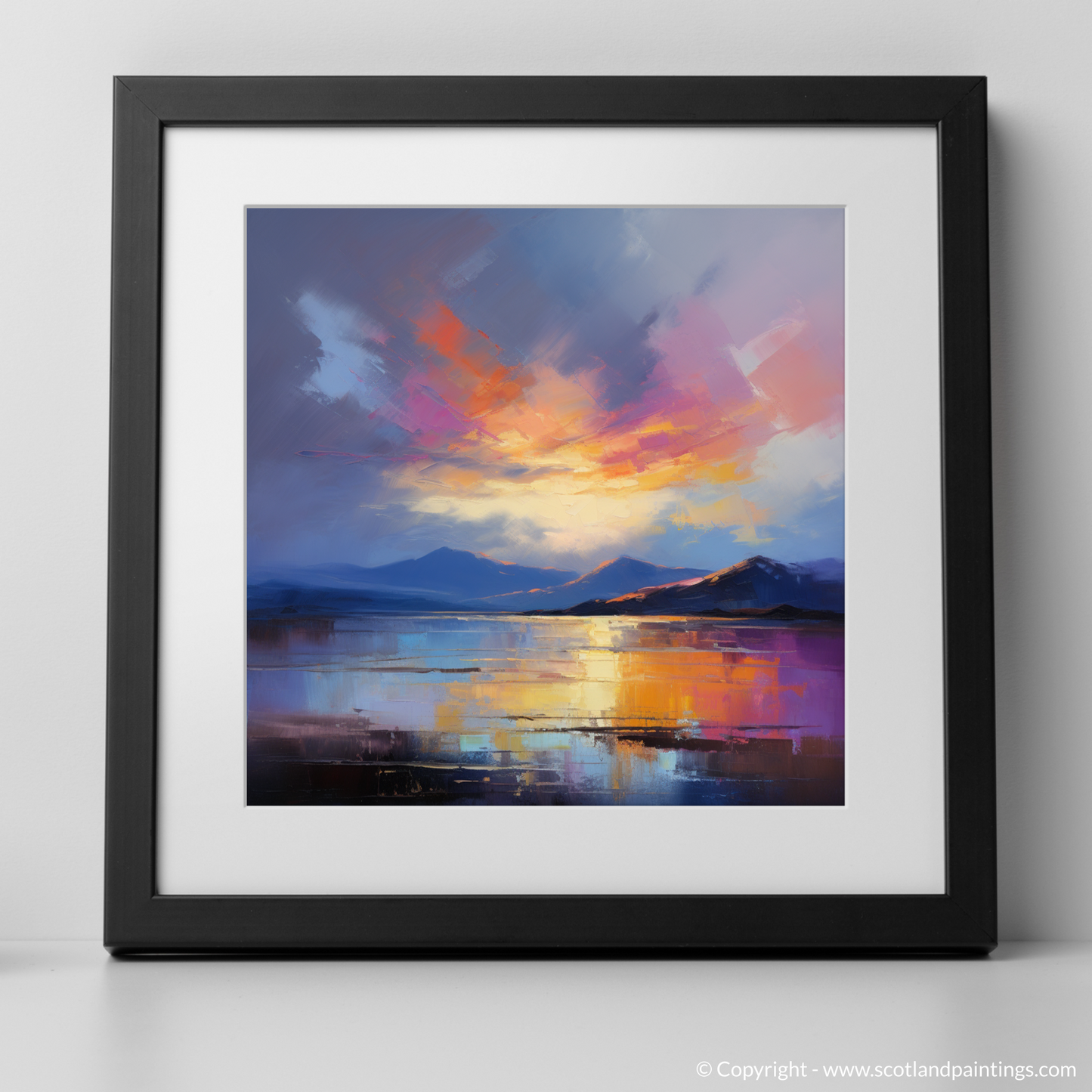Art Print of A huge sky above Loch Lomond with a black frame