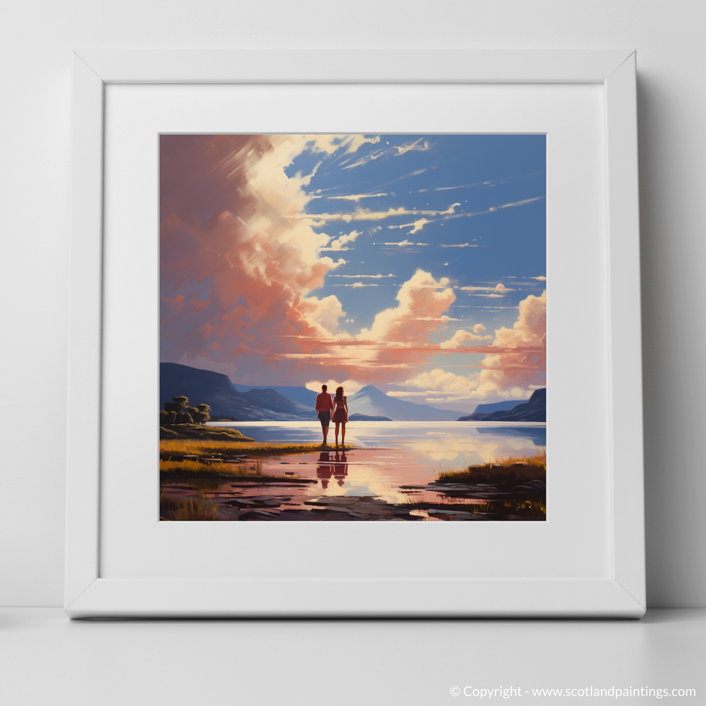 Art Print of A huge sky above Loch Lomond with a white frame