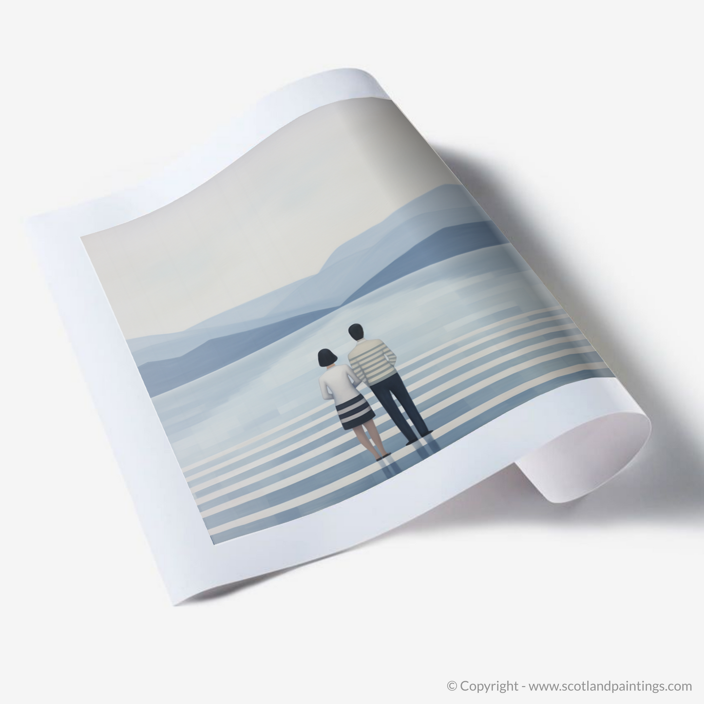 Art Print of A couple holding hands looking out on Loch Lomond