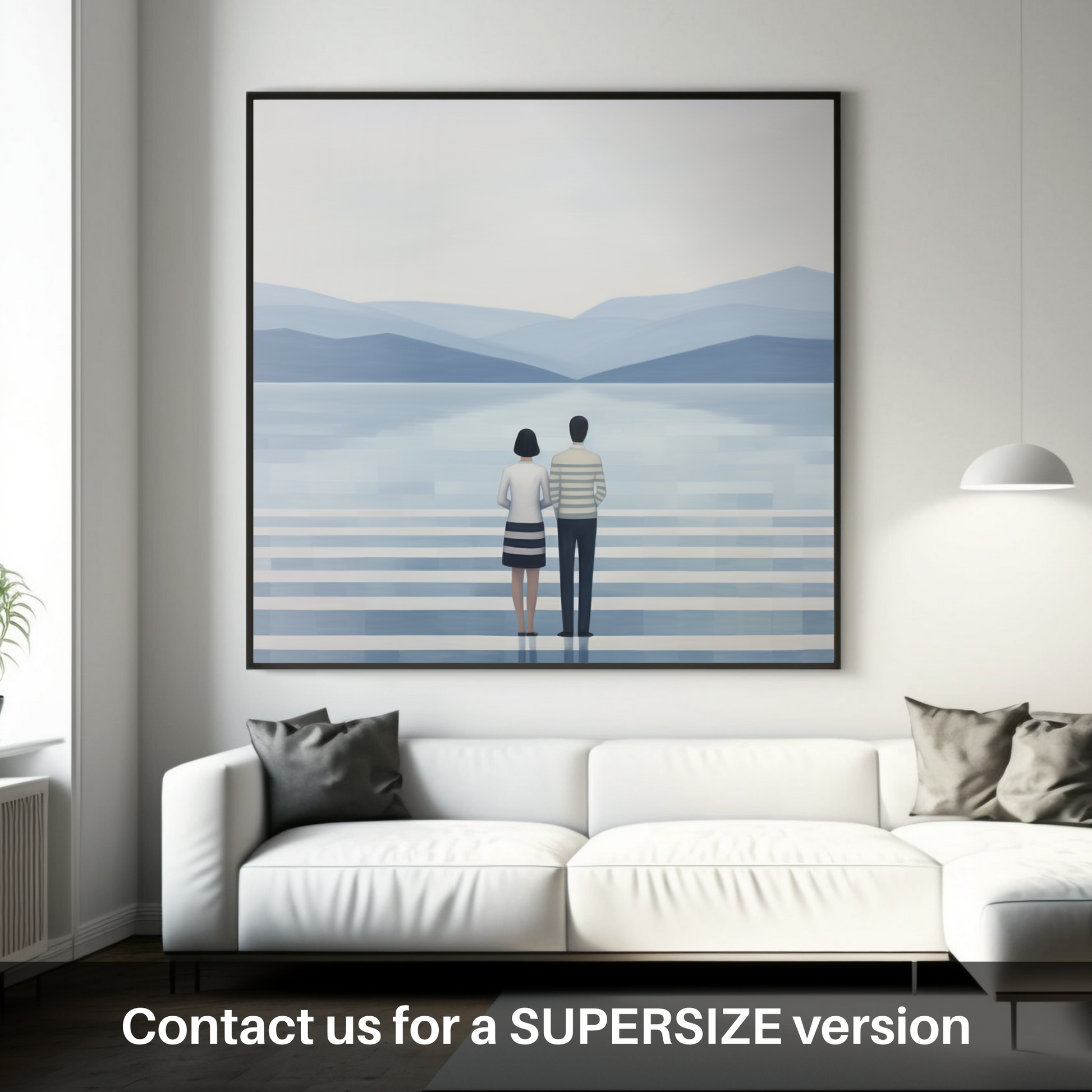 Huge supersize print of A couple holding hands looking out on Loch Lomond