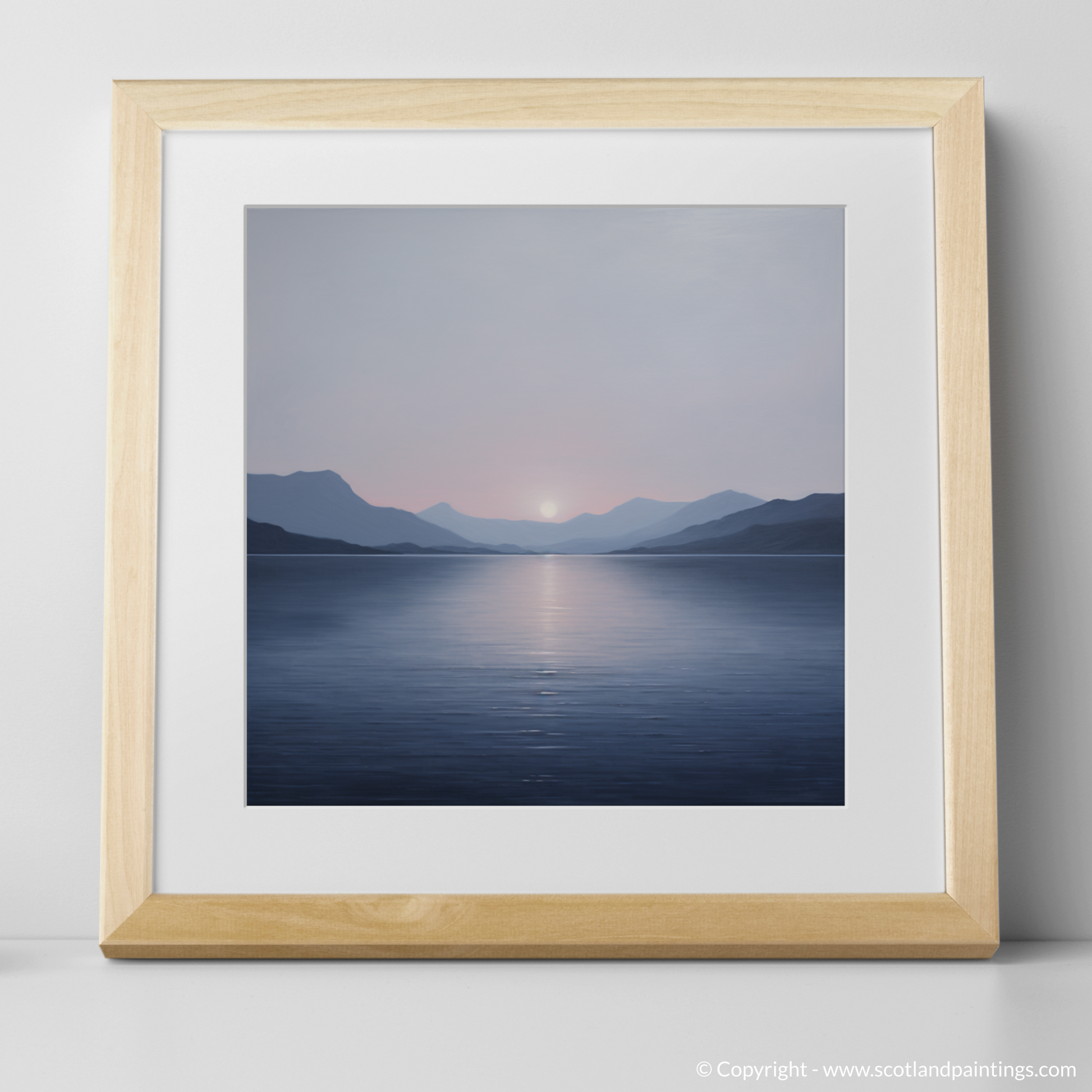 Art Print of Dusk on Loch Lomond with a natural frame