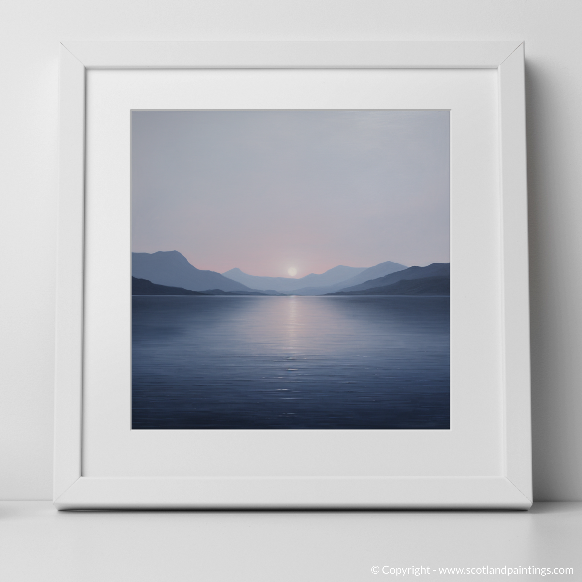 Art Print of Dusk on Loch Lomond with a white frame