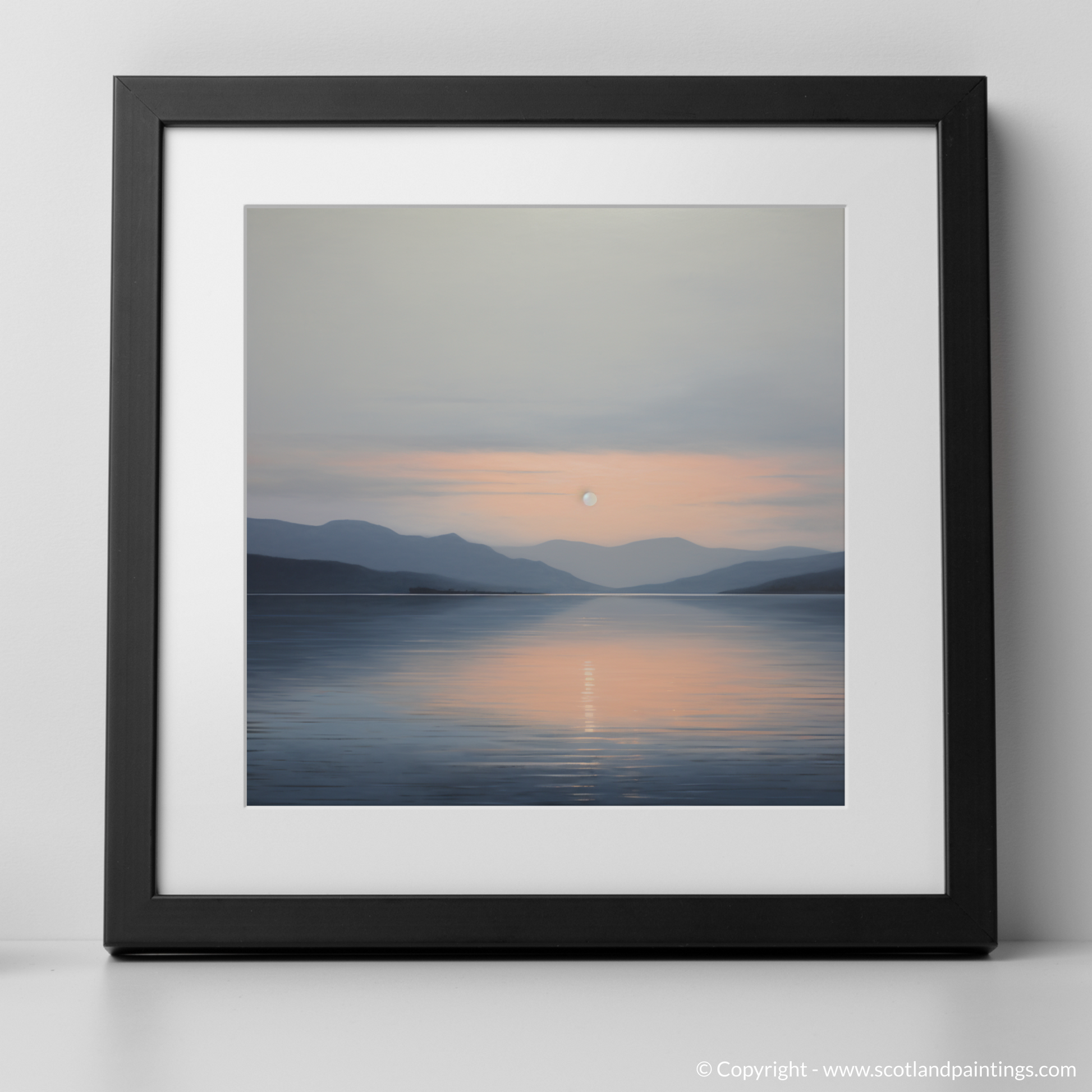 Art Print of Dusk on Loch Lomond with a black frame