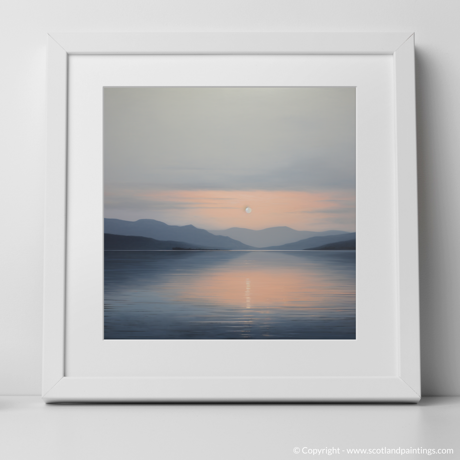 Art Print of Dusk on Loch Lomond with a white frame