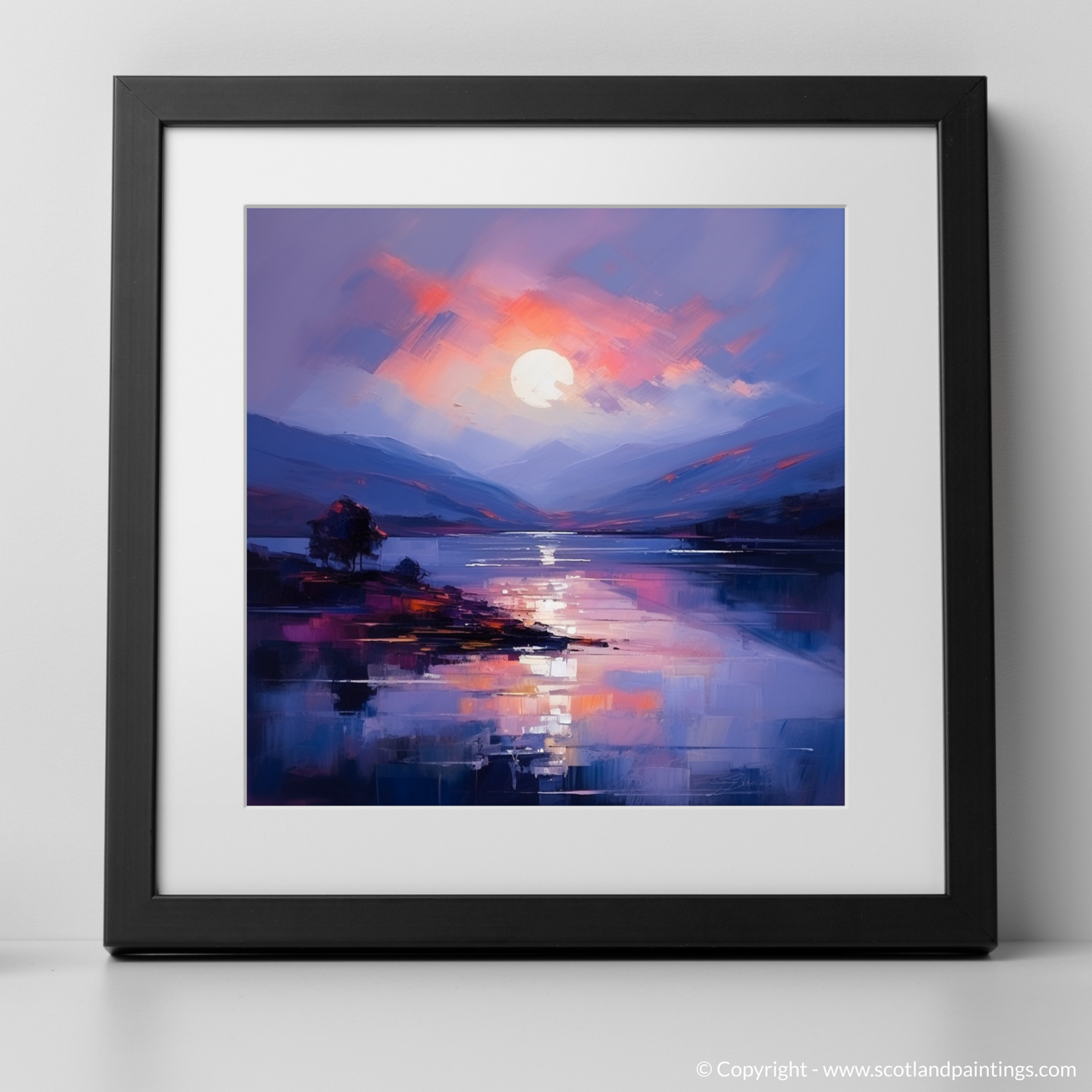 Painting and Art Print of Dusk on Loch Lomond. Dusk Symphony on Loch Lomond.