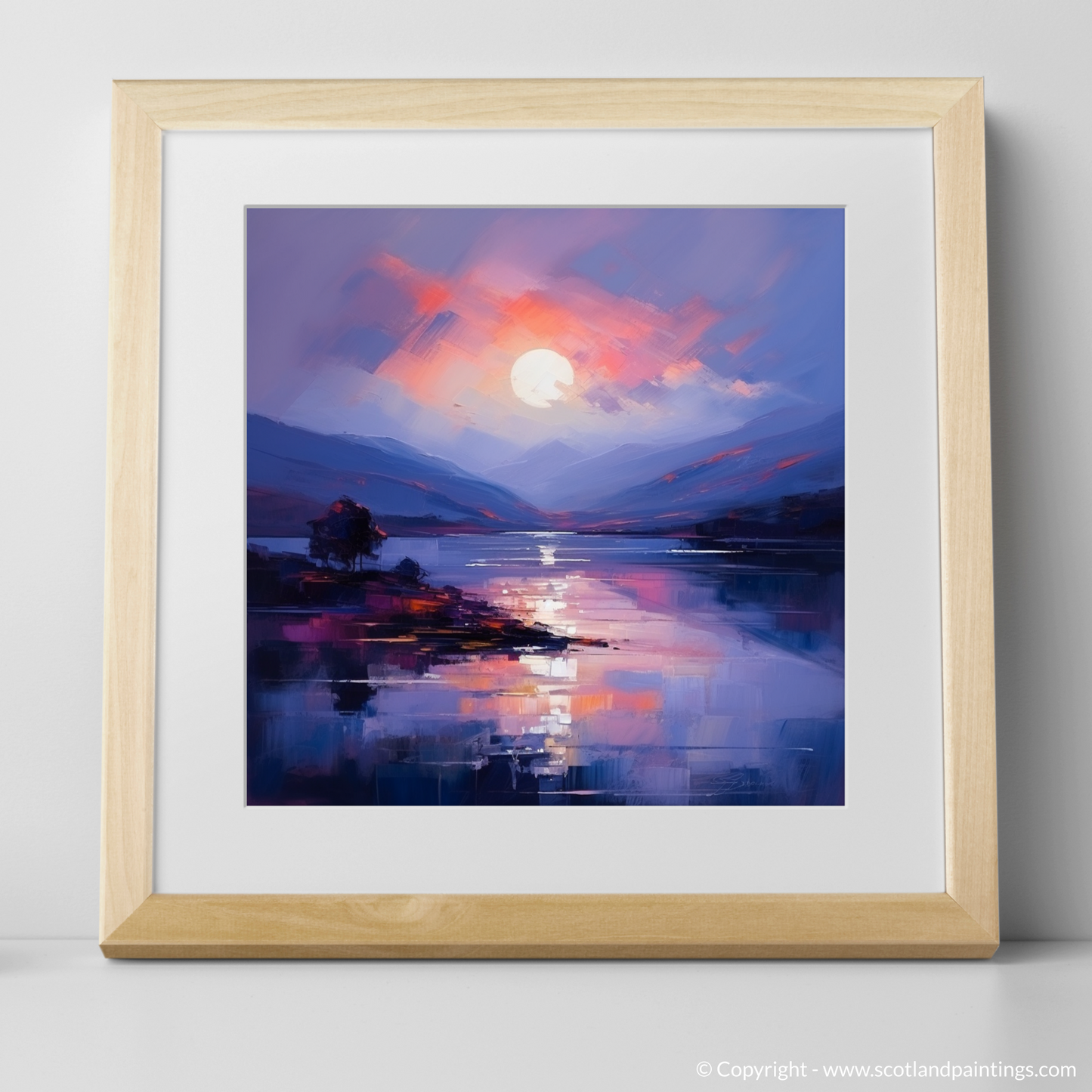 Painting and Art Print of Dusk on Loch Lomond. Dusk Symphony on Loch Lomond.