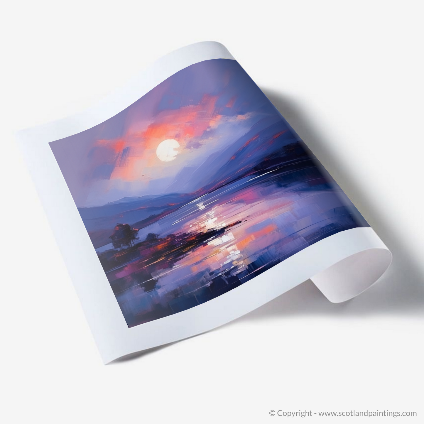 Painting and Art Print of Dusk on Loch Lomond. Dusk Symphony on Loch Lomond.