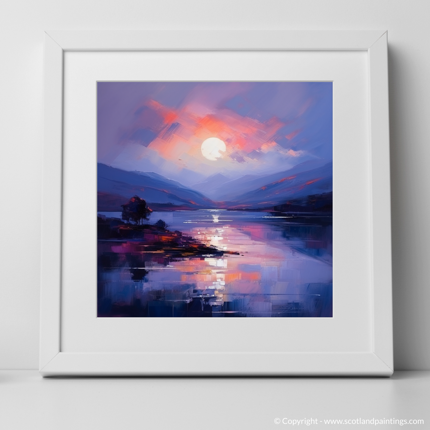 Painting and Art Print of Dusk on Loch Lomond. Dusk Symphony on Loch Lomond.