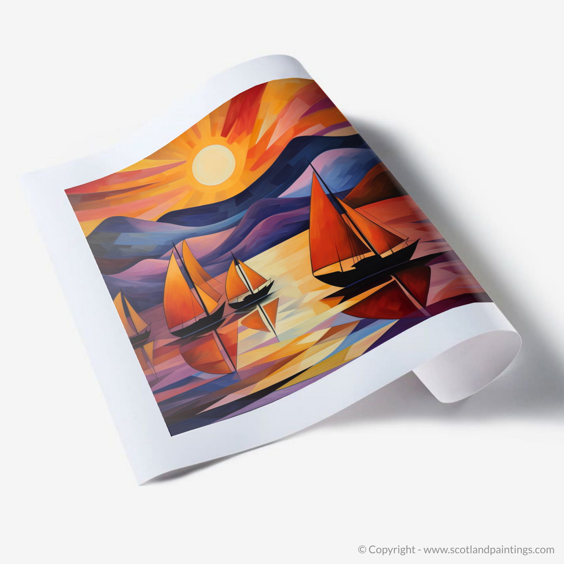 Art Print of Sailing boats on Loch Lomond at sunset