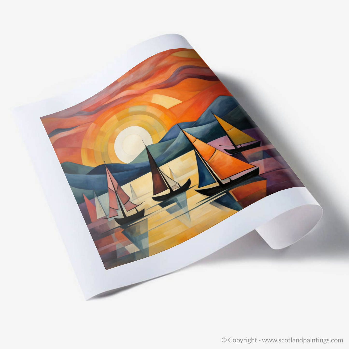 Art Print of Sailing boats on Loch Lomond at sunset