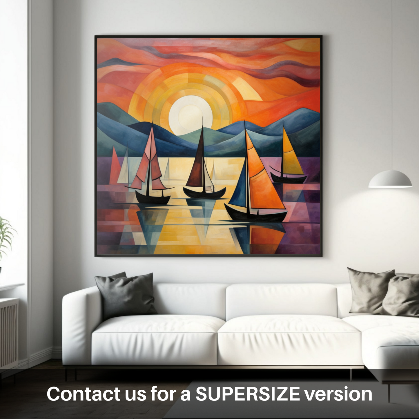 Huge supersize print of Sailing boats on Loch Lomond at sunset