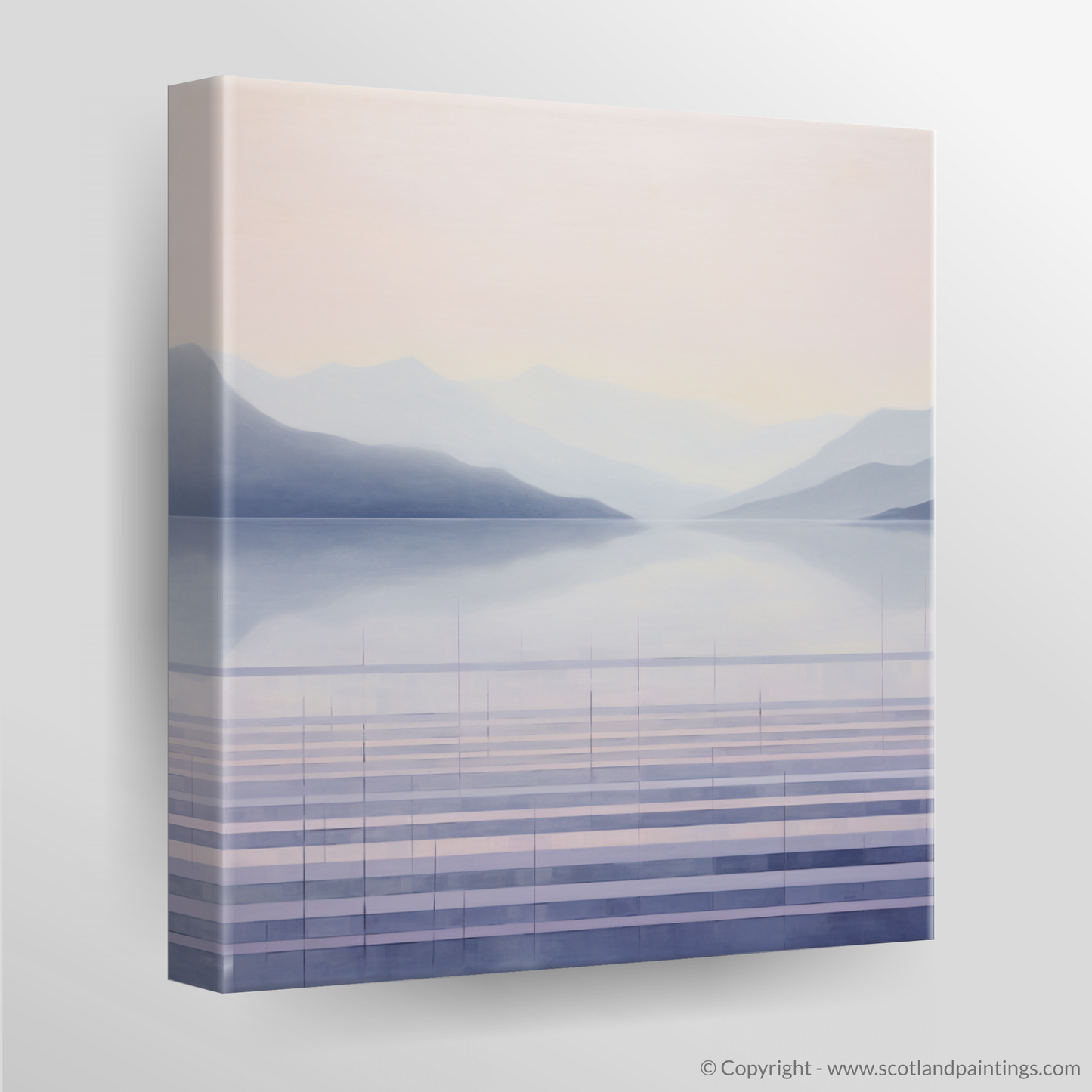 Painting and Art Print of Misty morning on Loch Lomond. Misty Morning Serenity on Loch Lomond.