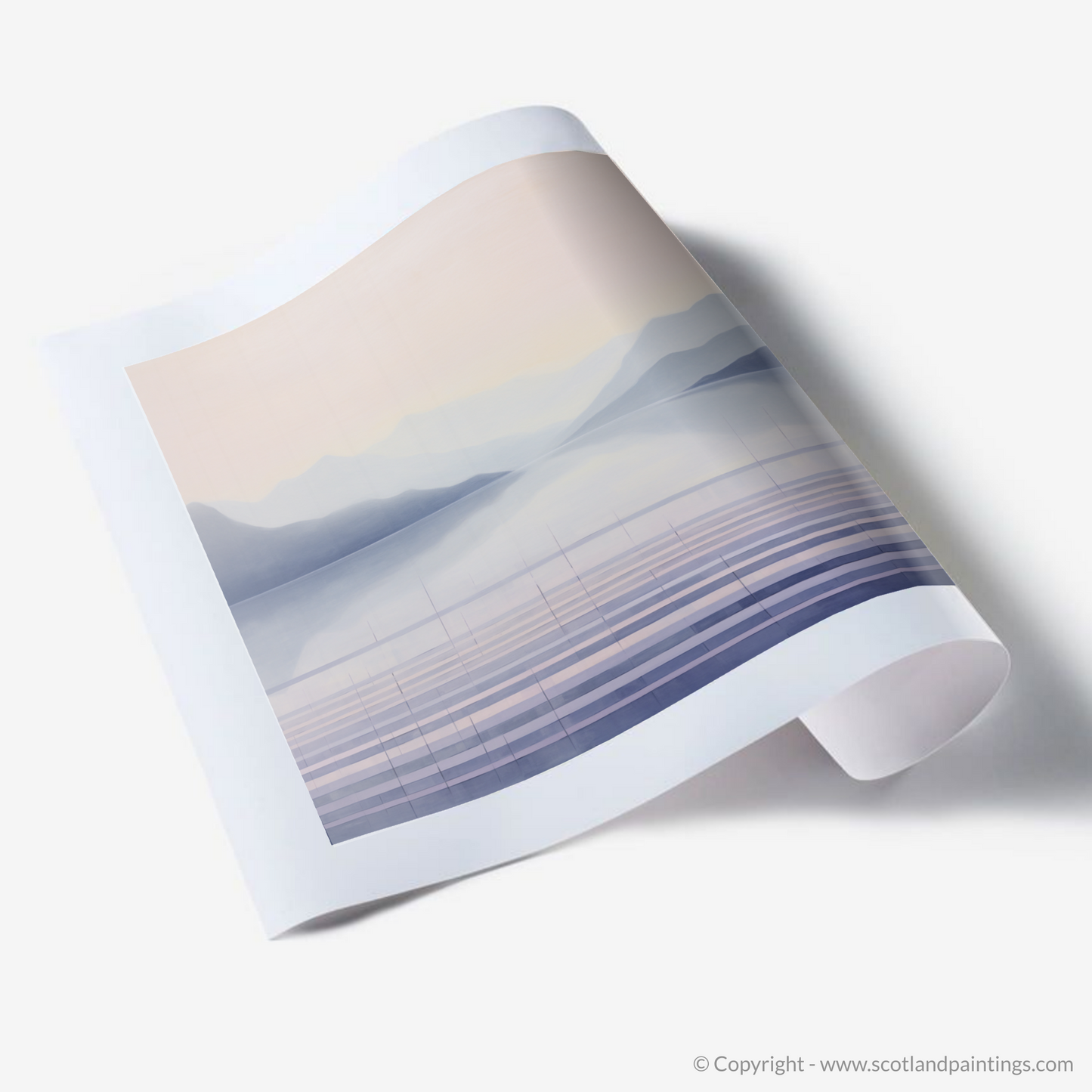 Painting and Art Print of Misty morning on Loch Lomond. Misty Morning Serenity on Loch Lomond.