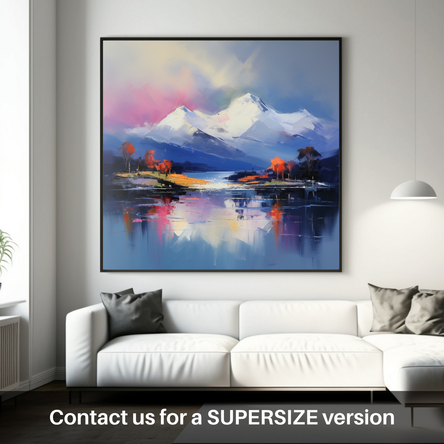 Huge supersize print of Snow-capped peaks overlooking Loch Lomond