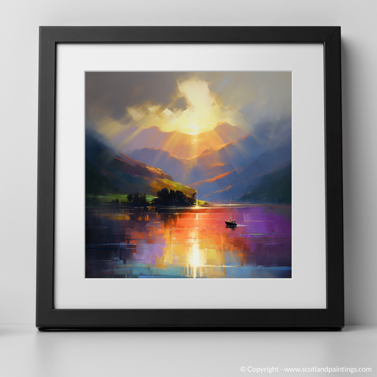 Art Print of Sunbeams on Loch Lomond with a black frame