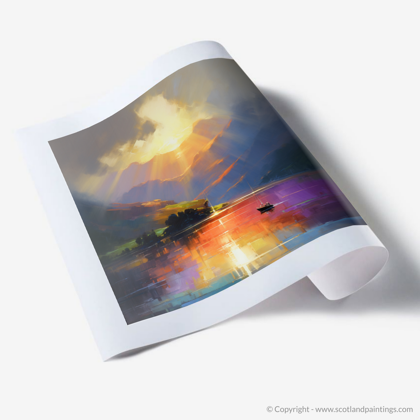 Art Print of Sunbeams on Loch Lomond