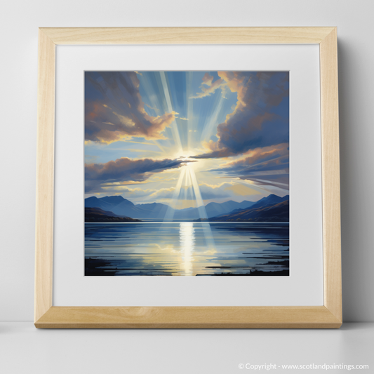 Art Print of Crepuscular rays above Loch Lomond with a natural frame