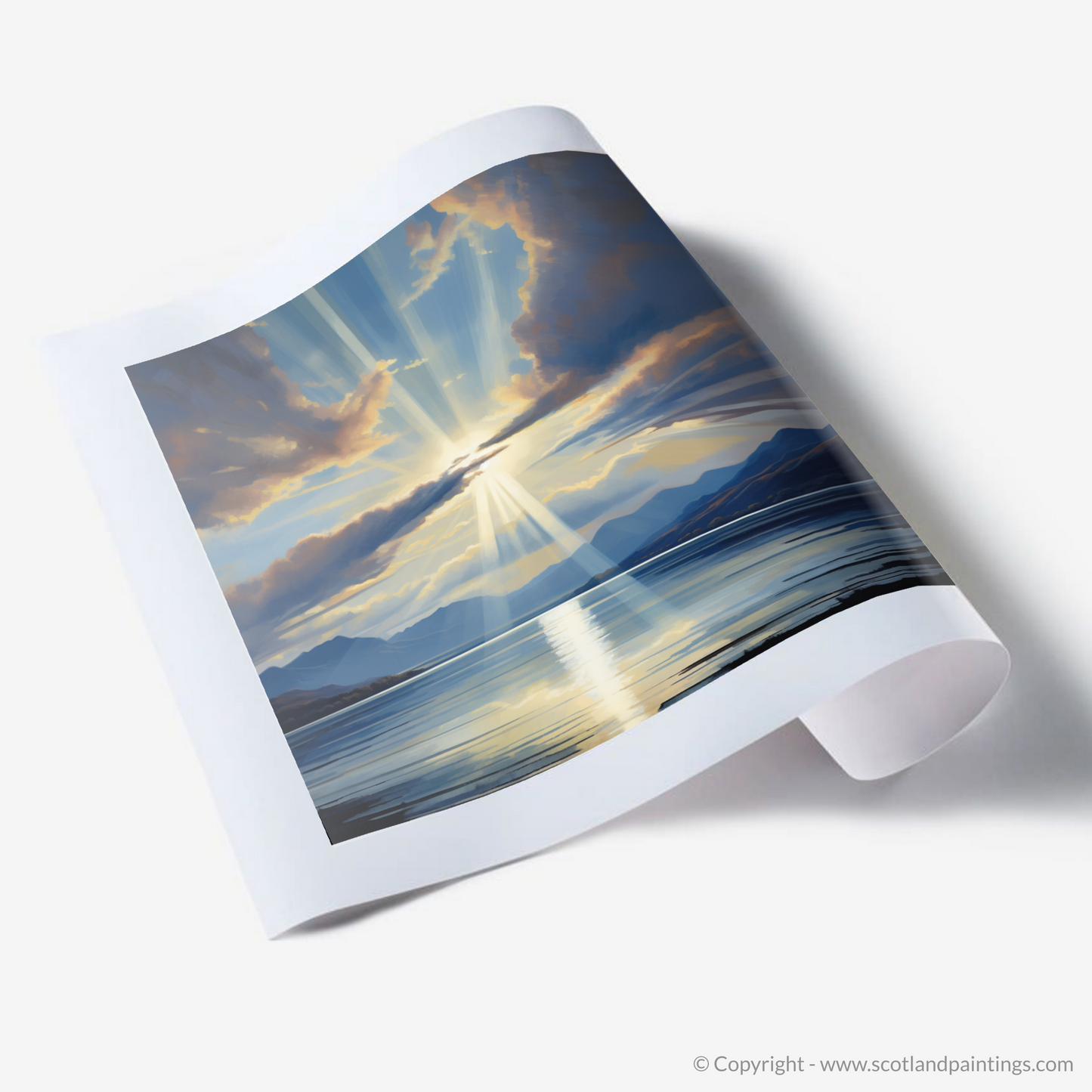 Art Print of Crepuscular rays above Loch Lomond