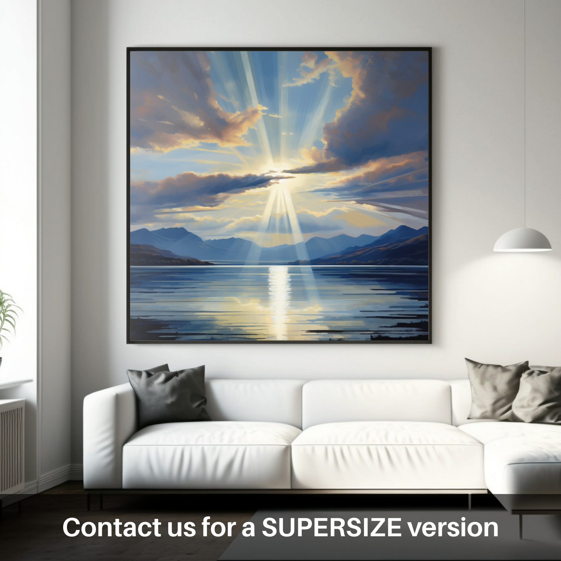 Huge supersize print of Crepuscular rays above Loch Lomond