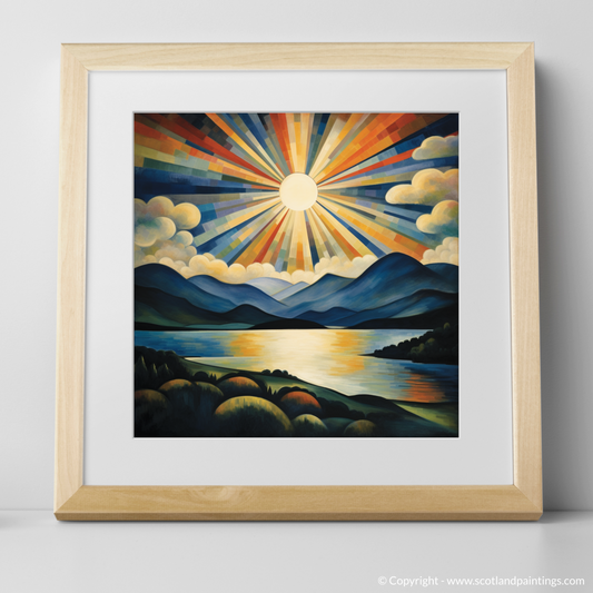 Art Print of Crepuscular rays above Loch Lomond with a natural frame