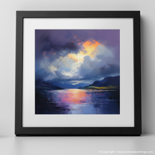 Art Print of Storm clouds above Loch Lomond with a black frame